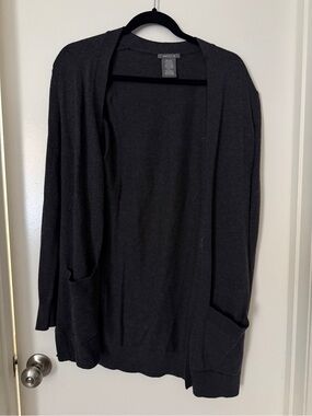 Matty M Women's Open-Front Long Cardigan - Charcoal Gray